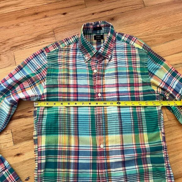 J crew cotton summer plaid button‎ down long sleeve shirt small wedding green - Picture 4 of 9